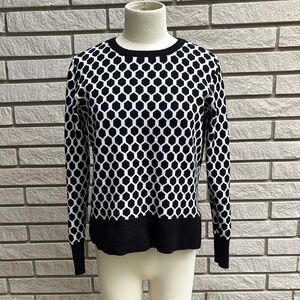 Cleo Black and White Honeycomb Print Knit Sweater Sz S